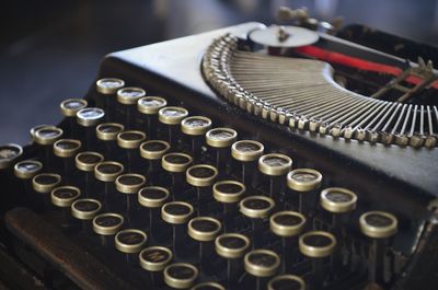 Close-up of typewriter on table