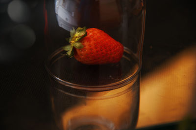 Close-up of drink on glass table