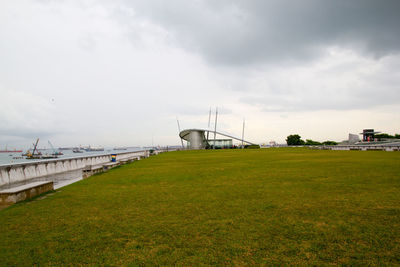 Bridge over river against sky