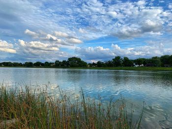 Scenic view of lake against sky
