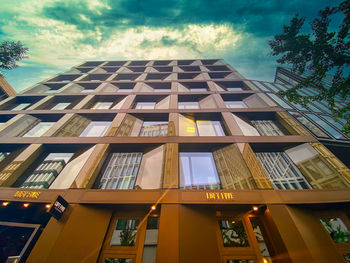 Low angle view of modern building against sky