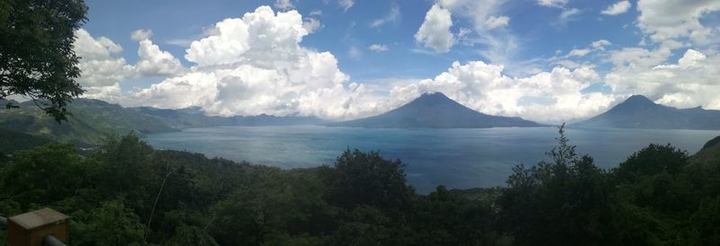 Panoramic view of landscape and mountains against sky