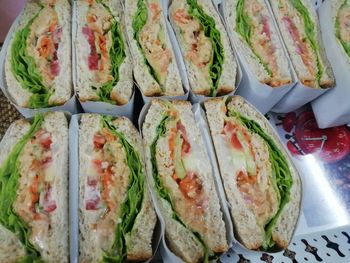 High angle view of food served in plate