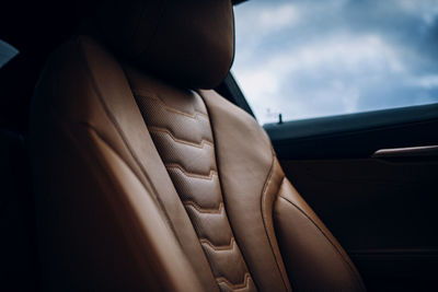 Close-up of vehicle seat in car