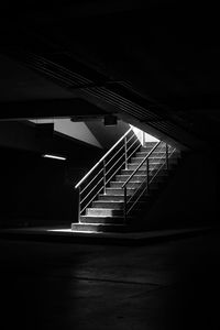 Low angle view of illuminated staircase in building