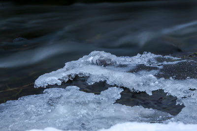 Close-up of frozen water