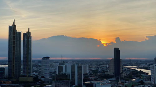 Sunset over bangkok city from high view point