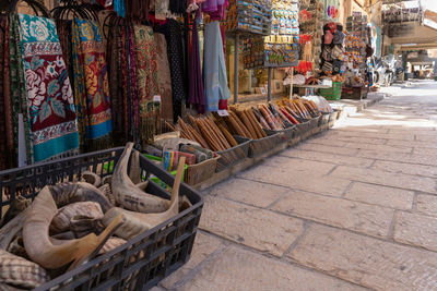 Multi colored chairs at market stall