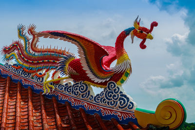 Low angle view of dragon against sky
