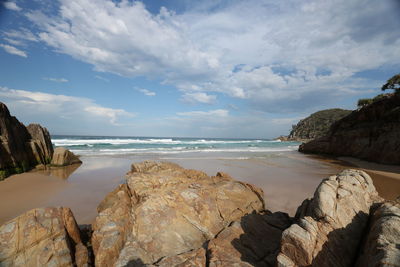 Scenic view of sea and rocks