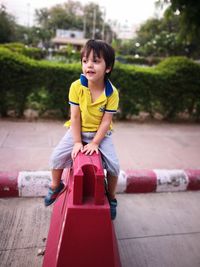 Portrait of cute girl smiling