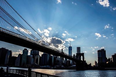 Suspension bridge over river