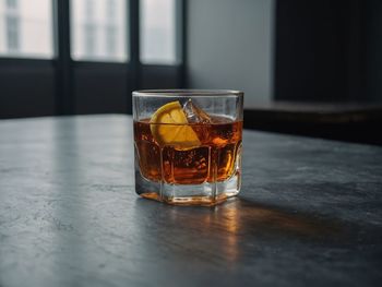 Close-up of drink in glass on table
