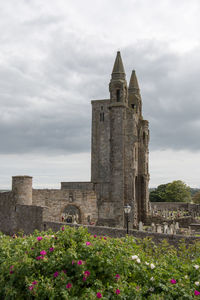 View of bell tower against cloudy sky