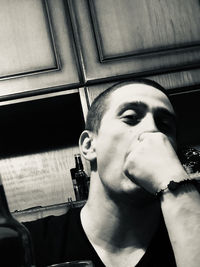 Portrait of young man looking away