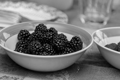 Close-up of fruits in bowl on table