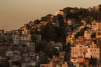 Aerial view of residential district against sky