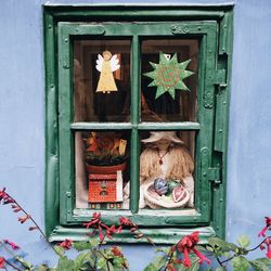 Closed window of historic building