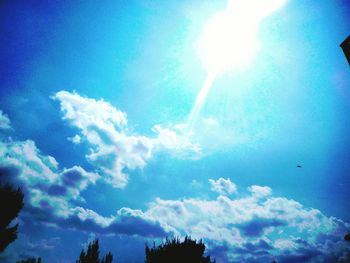 Low angle view of clouds in blue sky