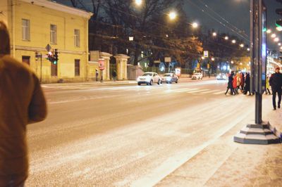 Cars on road at night