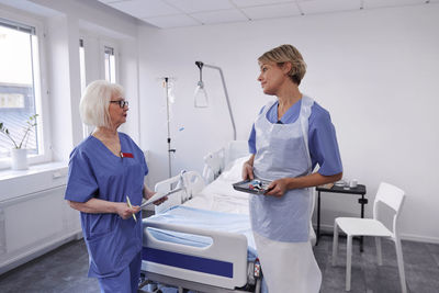 Nurses talking in hospital