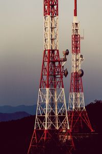 Masts with antennas at dusk