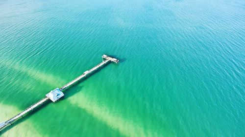 High angle view of boat in sea