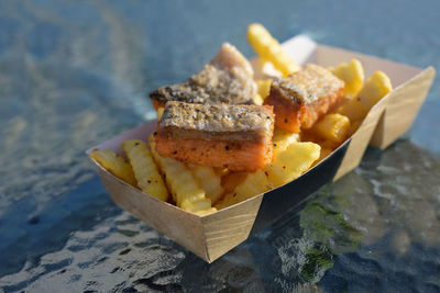 Close-up of food on table