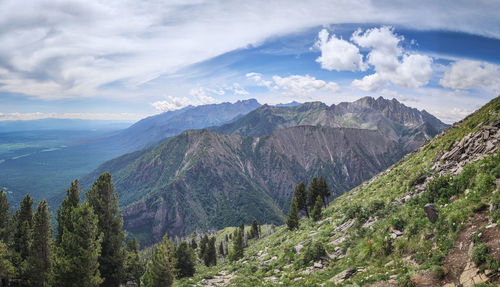 Scenic view of mountains against sky