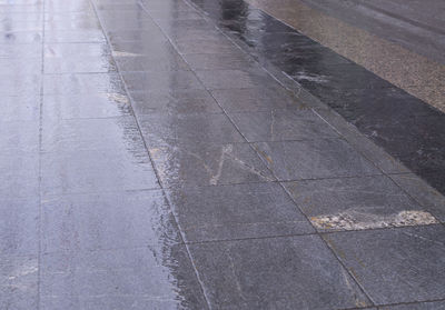 High angle view of road marking on street