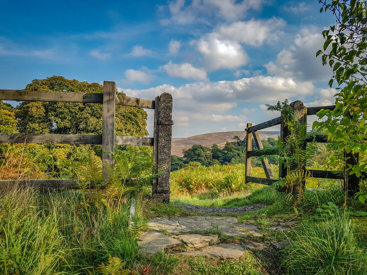 OLD RUIN AMIDST FIELD AGAINST SKY