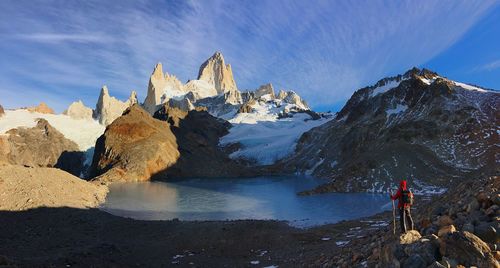 Scenic view of snowcapped mountain against sky