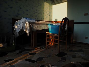 Empty chairs and tables at home