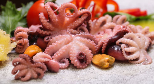 Close-up of fruits in plate
