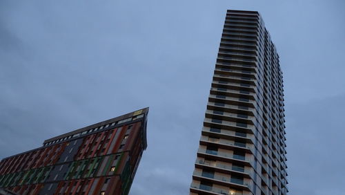 Low angle view of modern building against sky