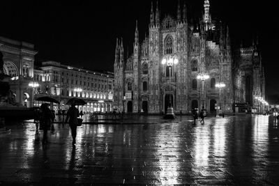 Illuminated buildings at night