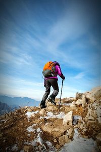 Man walking on rocky landscape