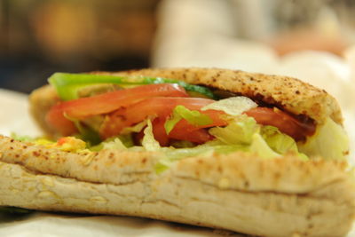 Close-up of sandwich on table