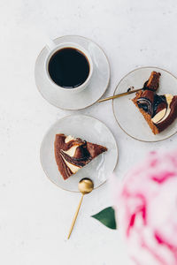 Directly above shot of coffee cup on table