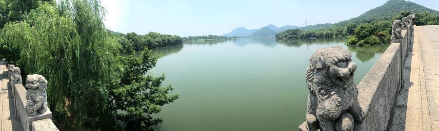 Panoramic view of lake against sky