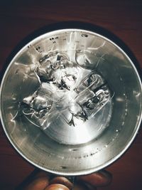 High angle view of ice cream on table