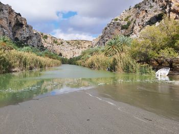 Scenic view of lake against sky