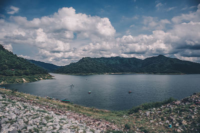 Scenic view of lake against sky