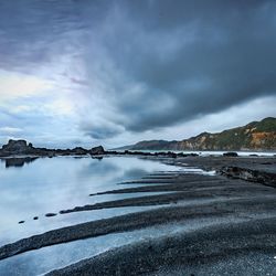 Scenic view of sea against cloudy sky