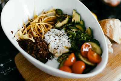 Close-up of salad in plate on table