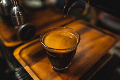 High angle view of coffee on table