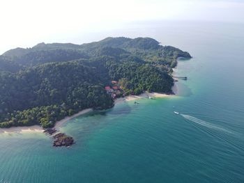 High angle view of bay and sea