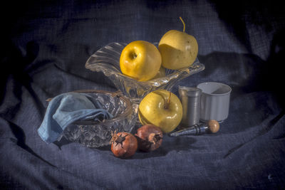 High angle view of fruits on table