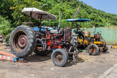 View of tractor against clear sky