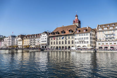 Panorama of lucerne on the river with its painted facades